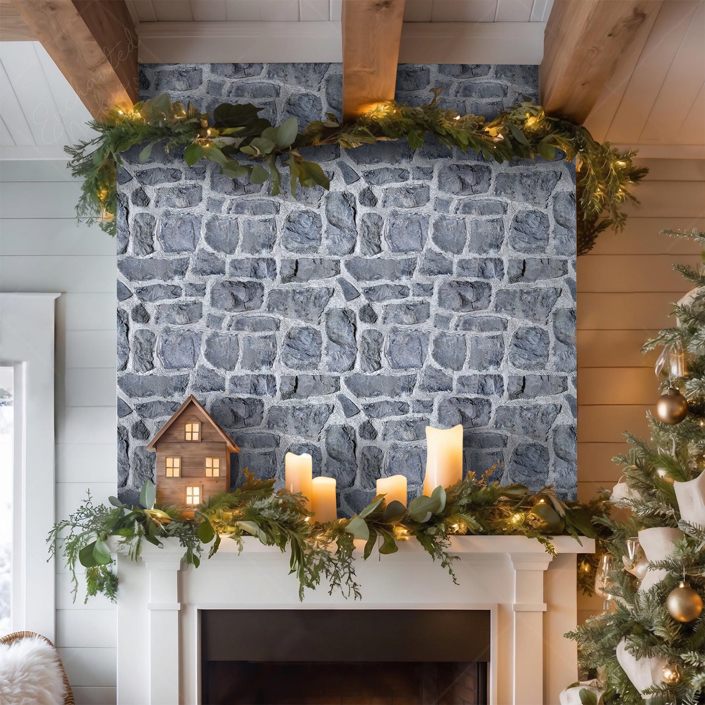 3D Retro Faux Stone Extra Large Wall Panels Peel and Stick