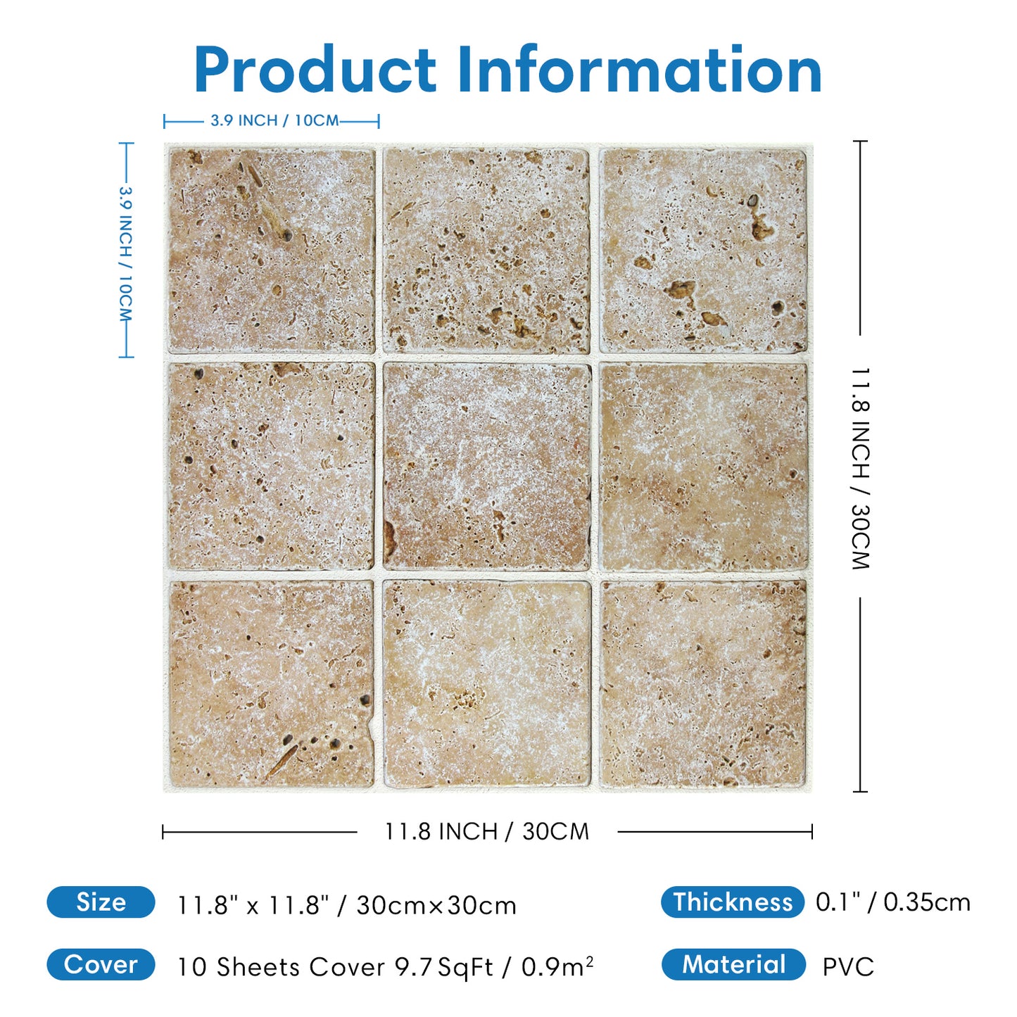 3D Rock Stone Square Wall Panels Peel and Stick