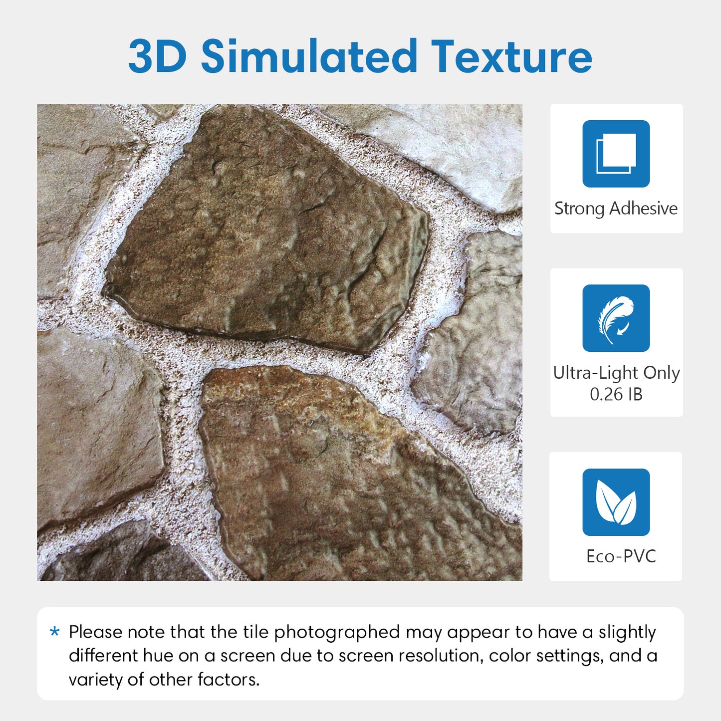 3D Rustic Stone Extra Large Wall Panels Peel and Stick