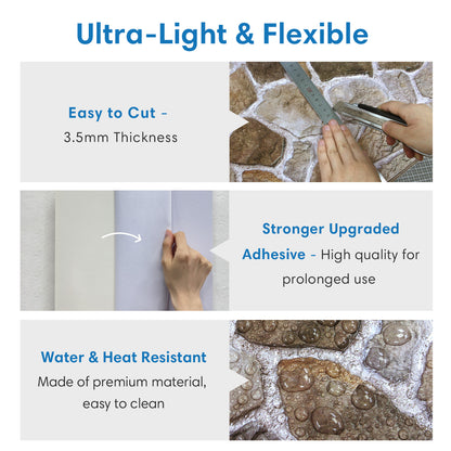 3D Rustic Stone Extra Large Wall Panels Peel and Stick