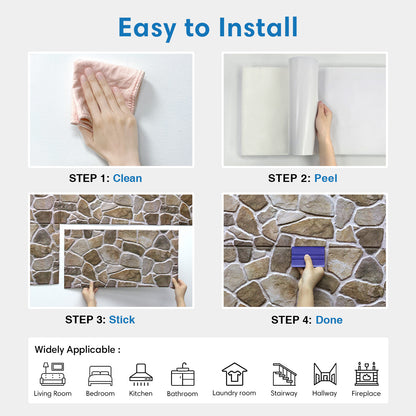 3D Rustic Stone Extra Large Wall Panels Peel and Stick