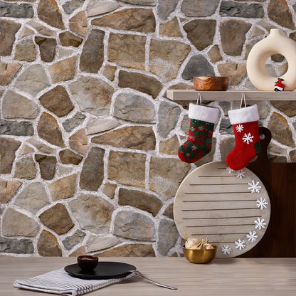 3D Rustic Stone Extra Large Wall Panels Peel and Stick