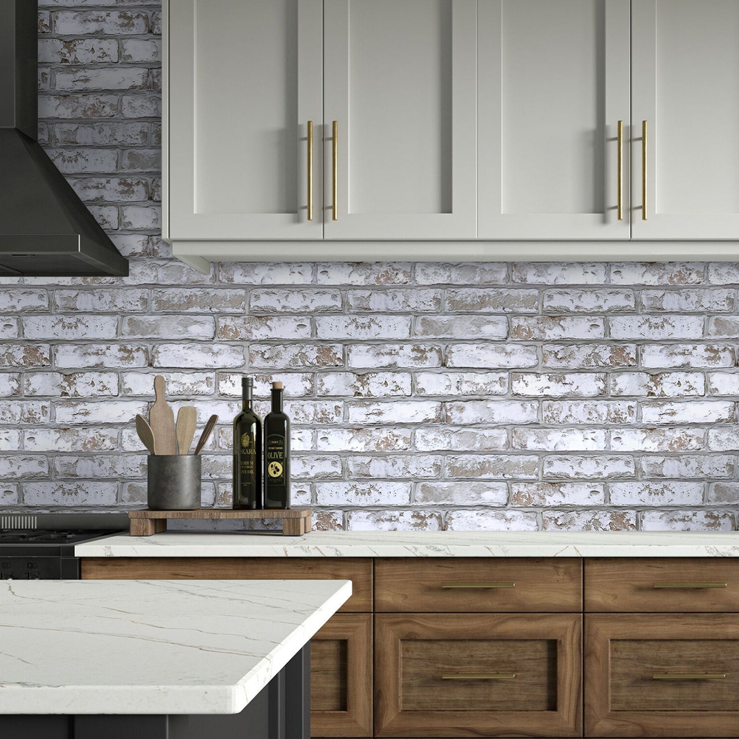 3D Rustic Whitewash Brick Extra Large Wall Panels Peel and Stick