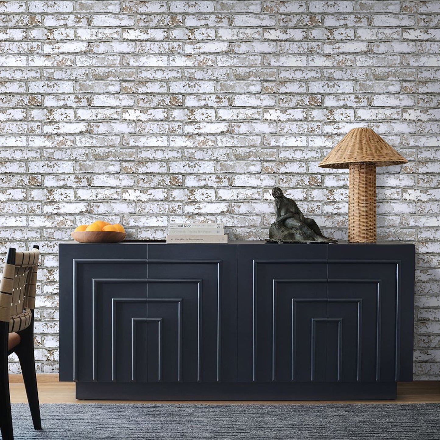 3D Rustic Whitewash Brick Extra Large Wall Panels Peel and Stick