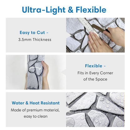 3D Sierra Sand Gray Limestone Wall Panels Peel and Stick