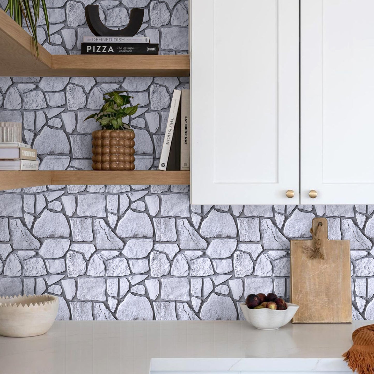 3D Sierra Sand Gray Limestone Wall Panels Peel and Stick