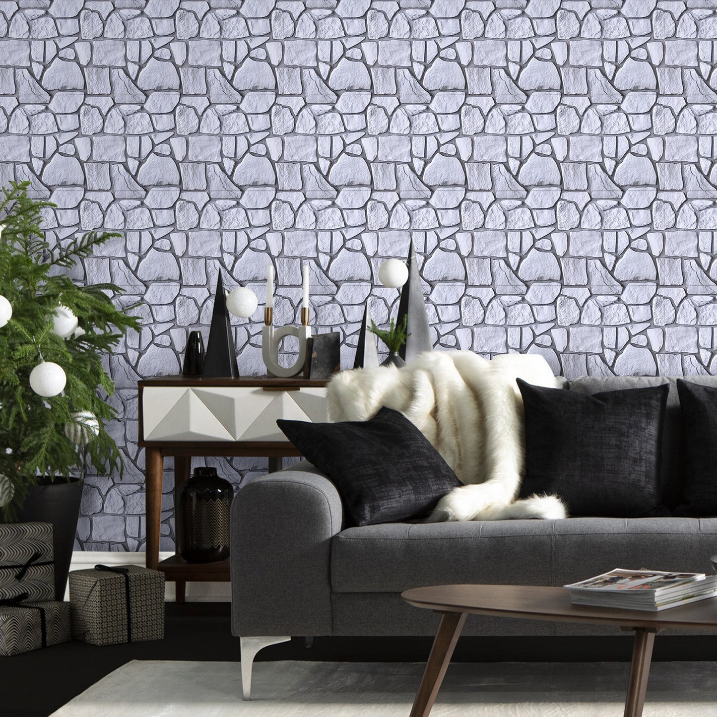 3D Sierra Sand Gray Limestone Wall Panels Peel and Stick