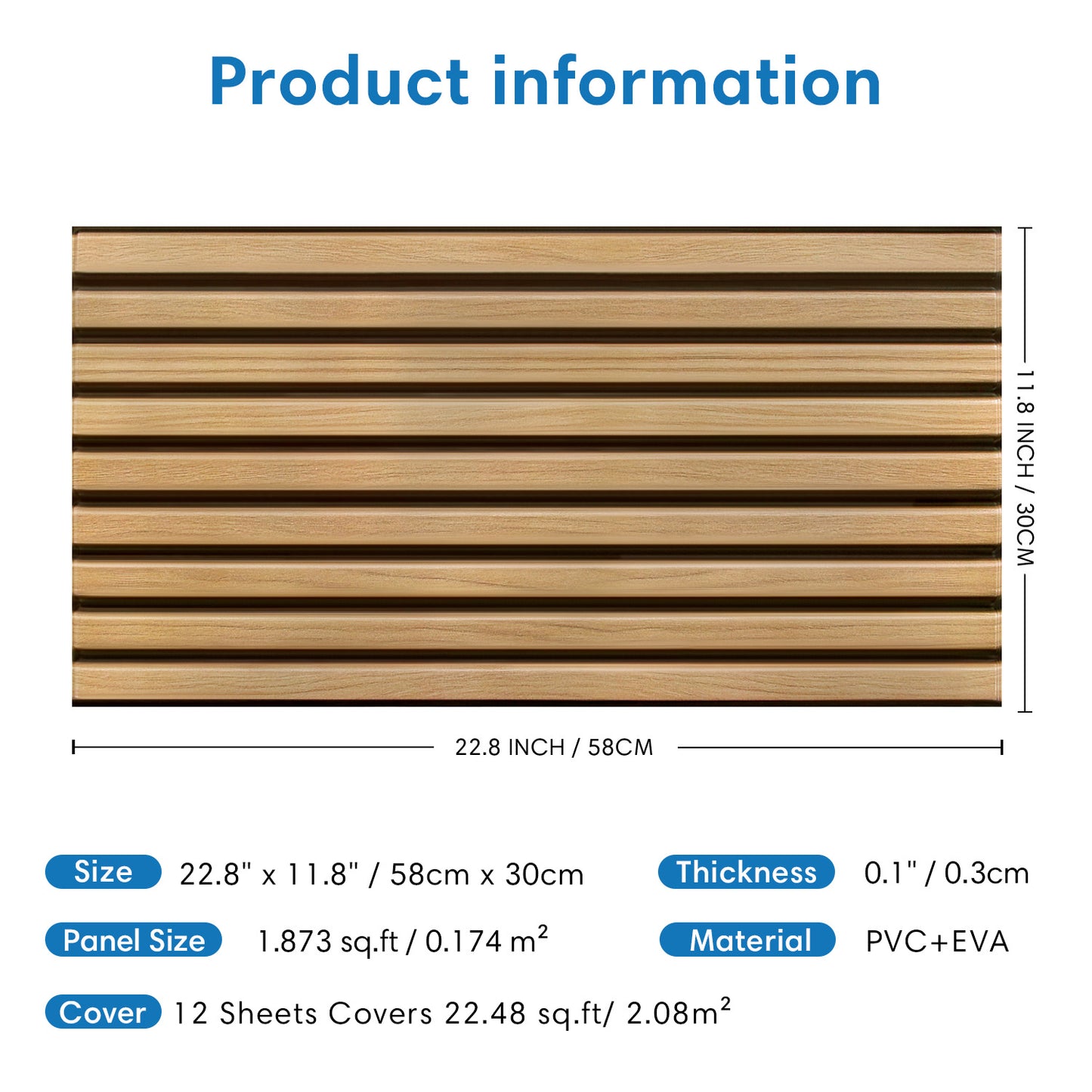 3D Slat Wood Extra Large Wall Panels Peel and Stick