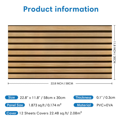 3D Slat Wood Extra Large Wall Panels Peel and Stick