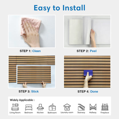 3D Slat Wood Extra Large Wall Panels Peel and Stick