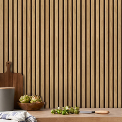 3D Slat Wood Extra Large Wall Panels Peel and Stick
