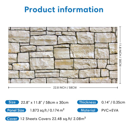 3D Stacked Stone Extra Large Wall Panels Peel and Stick