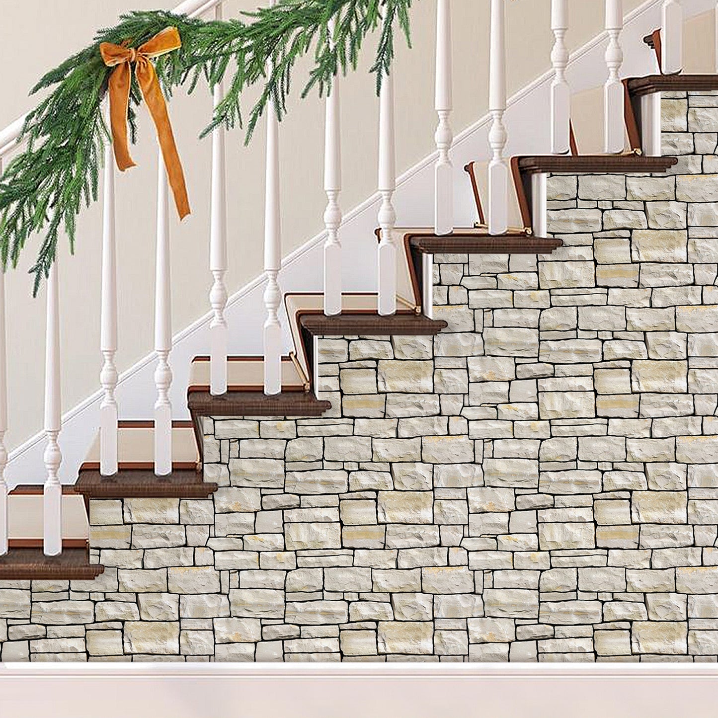 3D Stacked Stone Extra Large Wall Panels Peel and Stick