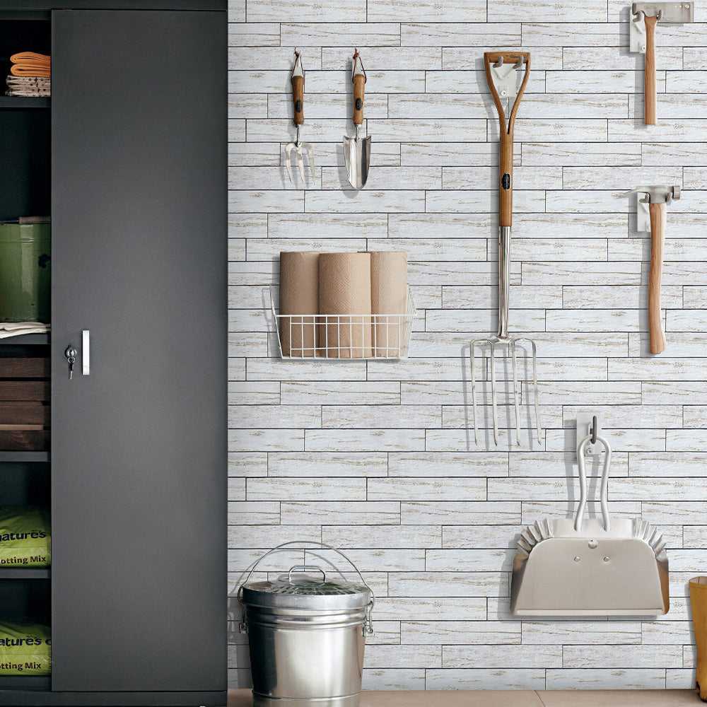 3D White Shiplap Wood Wall Panels Peel and Stick