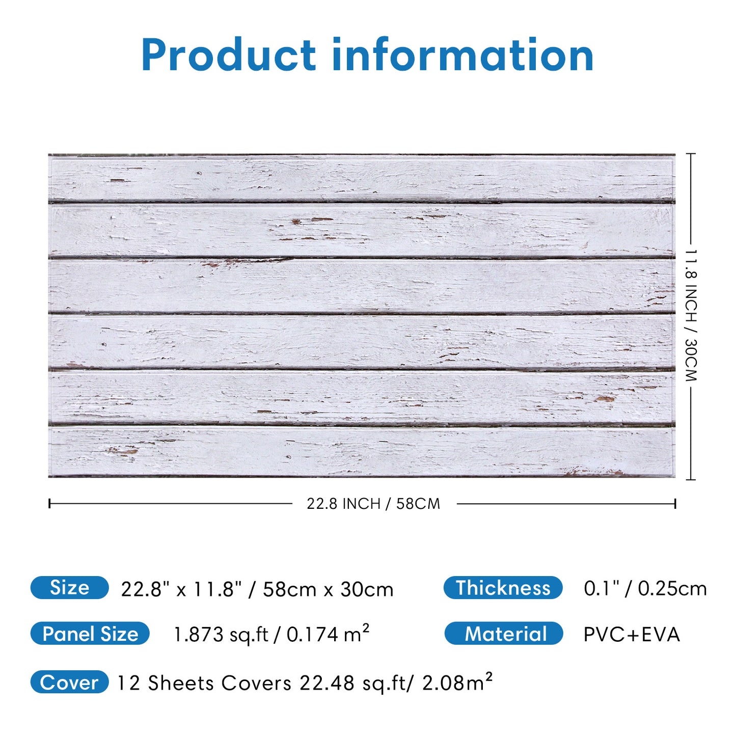 3D White Wood Grain Extra Large Wall Panels Peel and Stick