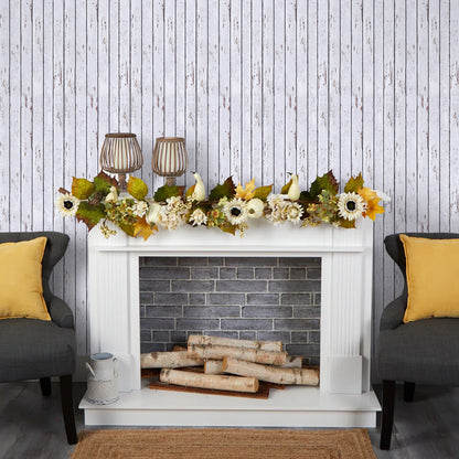 3D White Wood Grain Extra Large Wall Panels Peel and Stick