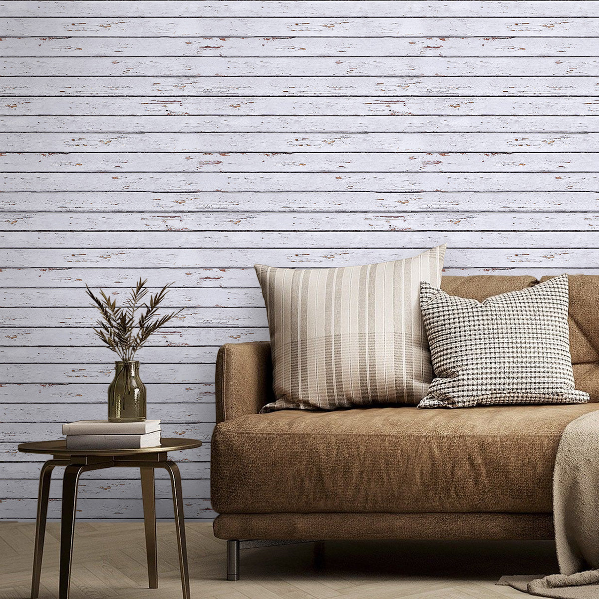 3D White Wood Grain Extra Large Wall Panels Peel and Stick