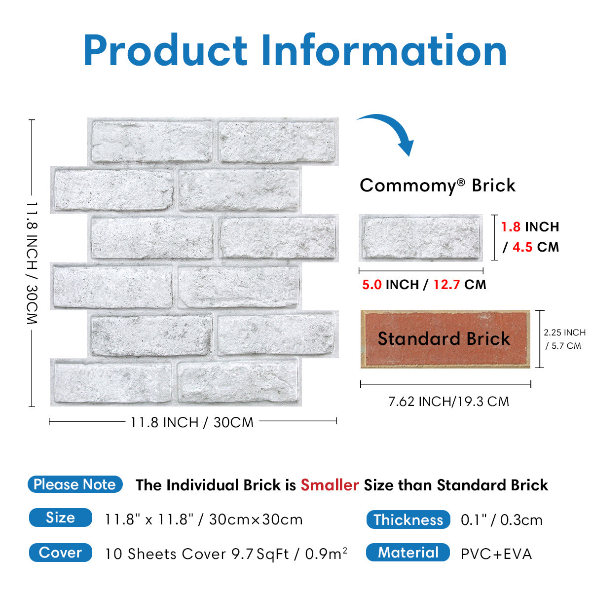 3D White and Gray Brick Wall Panels Peel and Stick