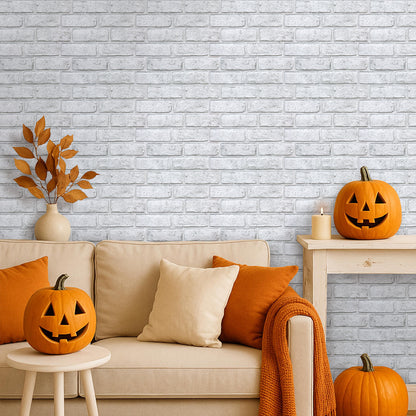 3D White and Gray Brick Wall Panels Peel and Stick