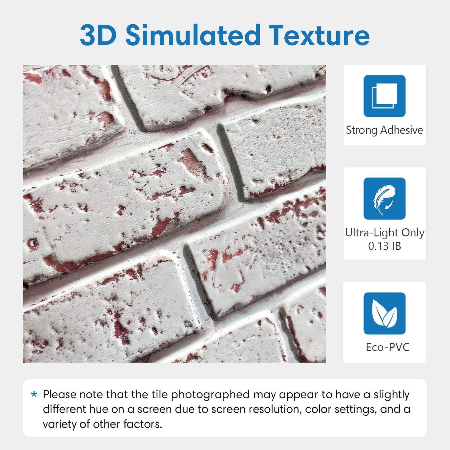 3D Whitewash Brick Wall Panels Peel and Stick