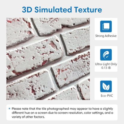 3D Whitewash Brick Wall Panels Peel and Stick