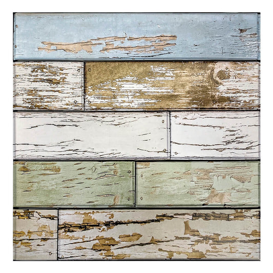 3D Blue Green Horizontal Wooden Plank Wall Panels Peel and Stick