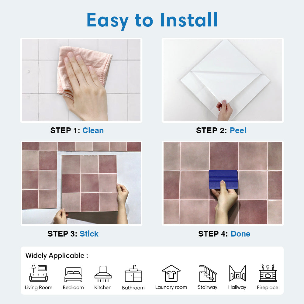 Step-by-step guide on how to install a product with images and text.