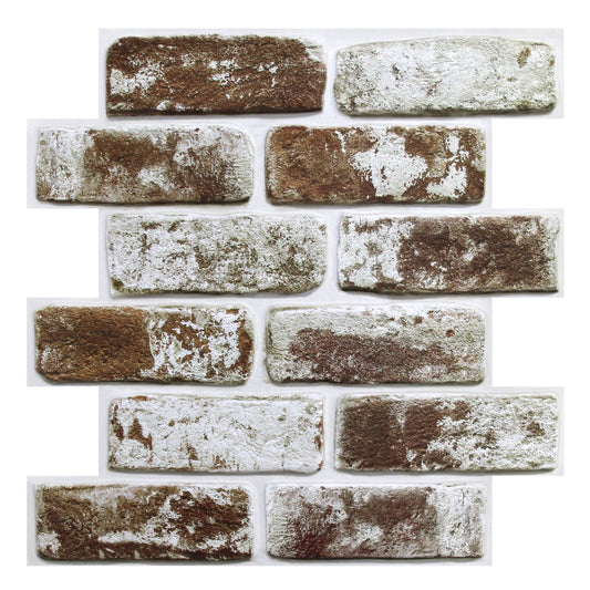3D Coffee Brown Whitewash Brick Wall Panels Peel and Stick