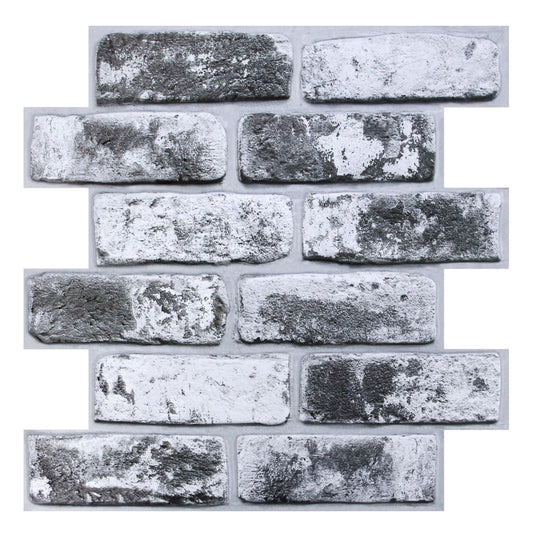 3D Dark Gray Whitewash Brick Wall Panels Peel and Stick