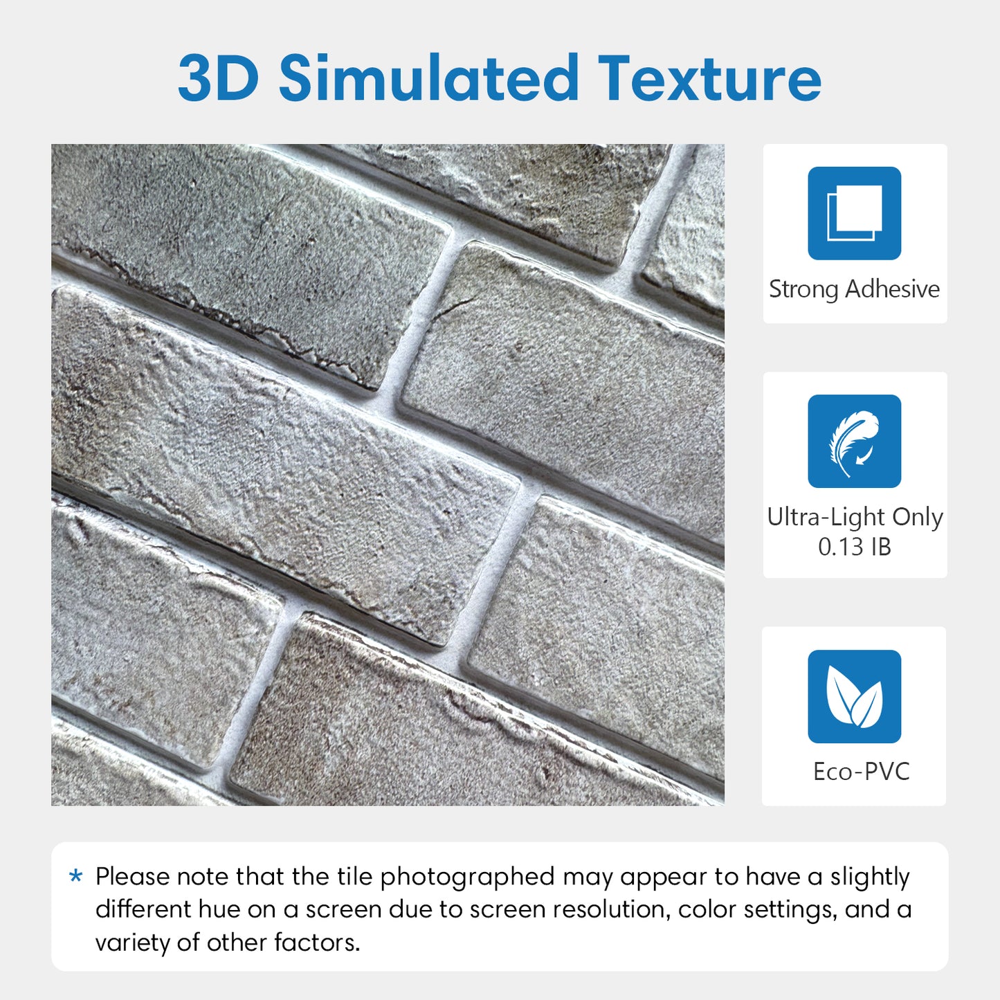 3D Distressed Neutral Brick Wall Panels Peel and Stick