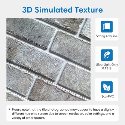 3D Distressed Neutral Brick Wall Panels Peel and Stick