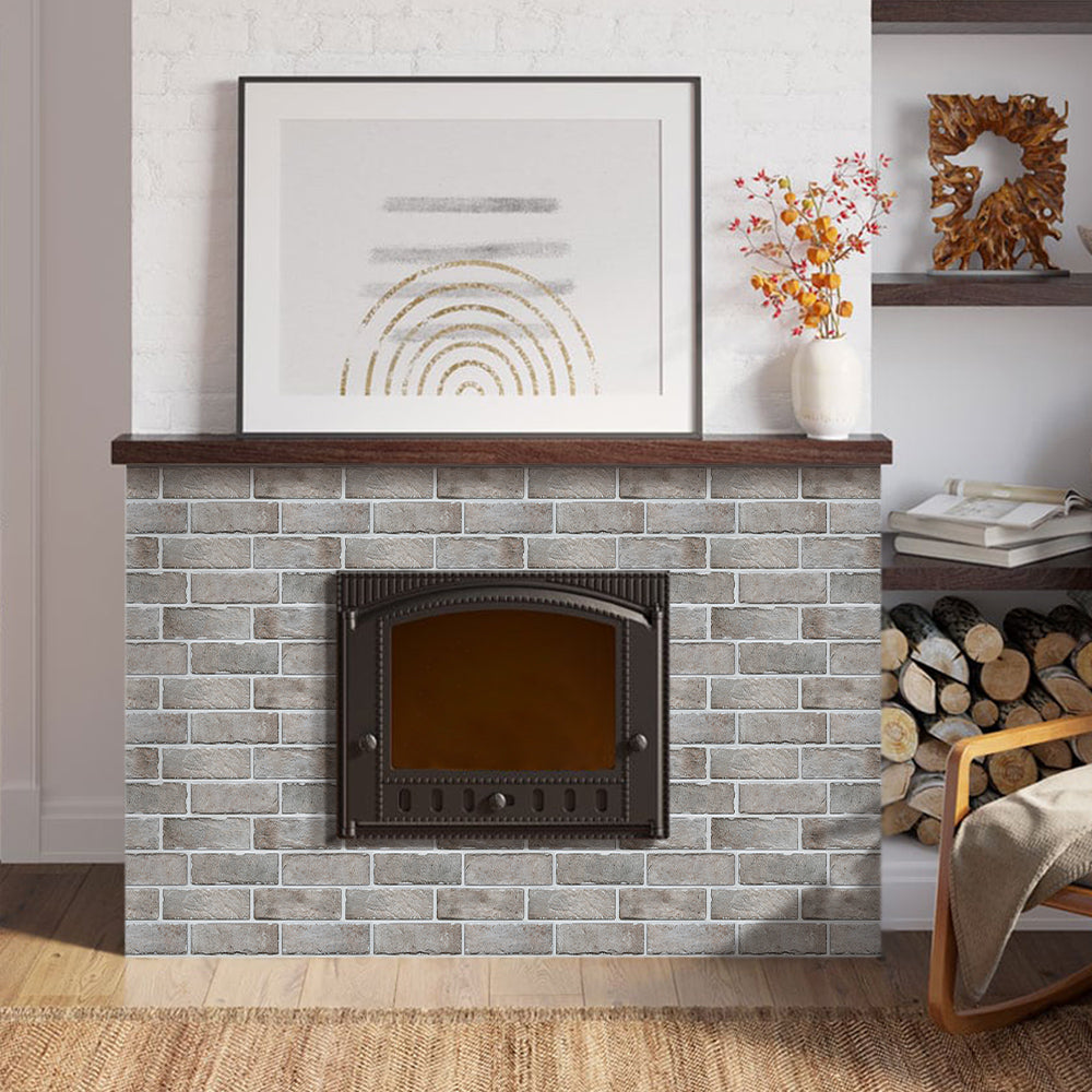 3D Distressed Neutral Brick Wall Panels Peel and Stick