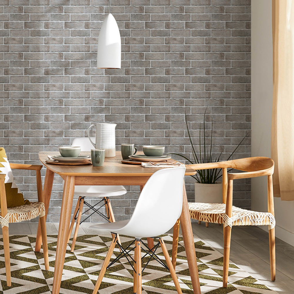 3D Distressed Neutral Brick Wall Panels Peel and Stick