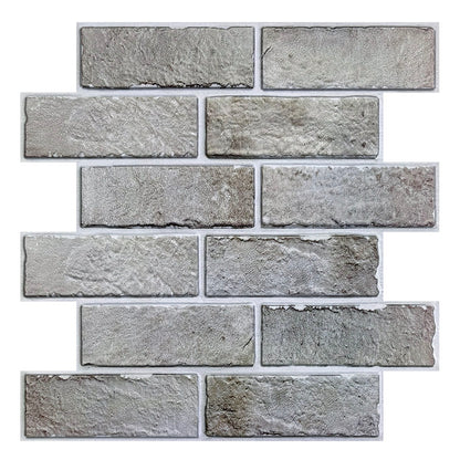 3D Distressed Neutral Brick Wall Panels Peel and Stick