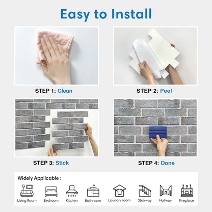 3D Distressed Neutral Brick Wall Panels Peel and Stick