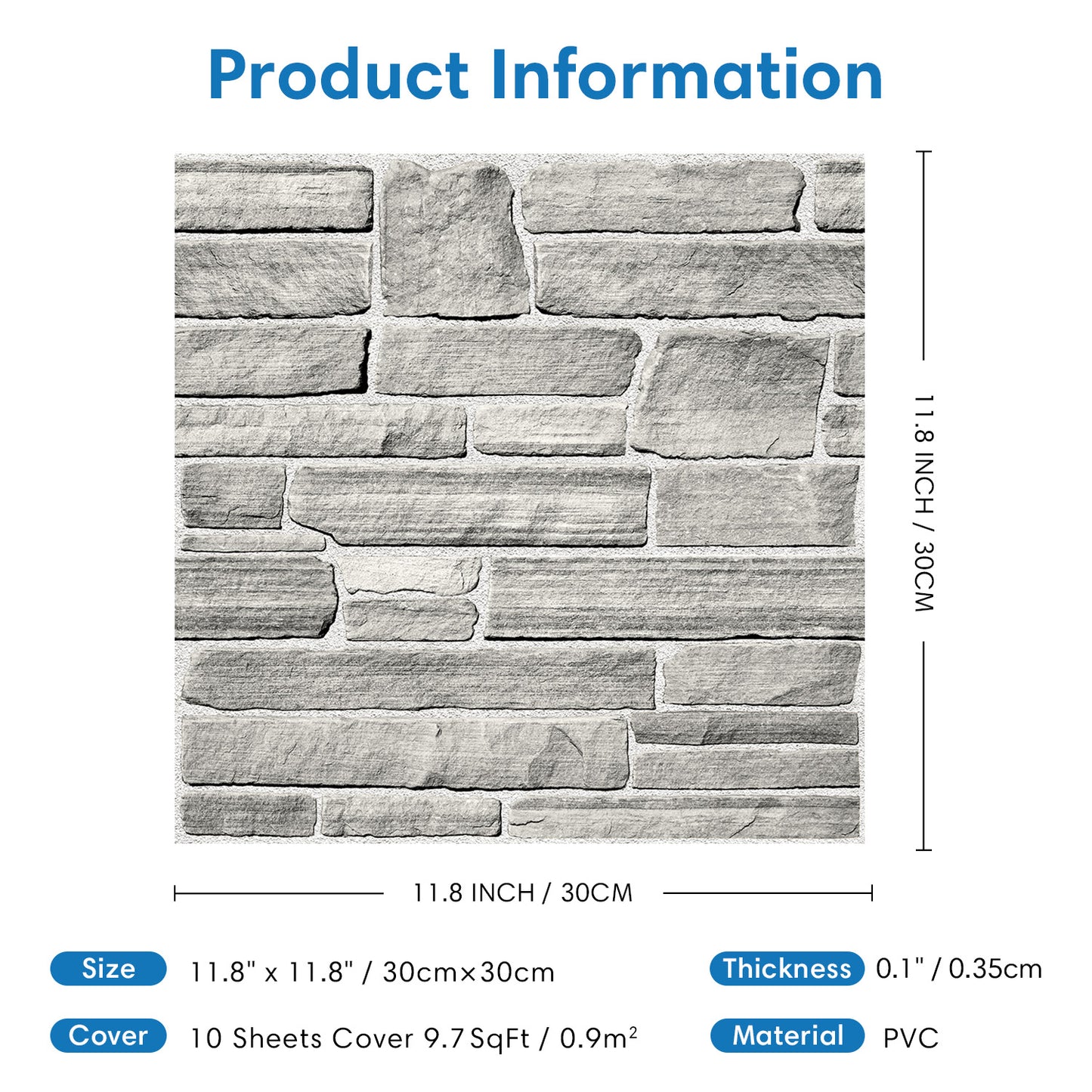 3D Grey Stone Wall Panels Peel and Stick