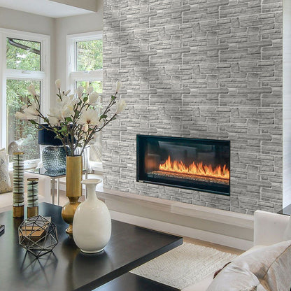 3D Grey Stone Wall Panels Peel and Stick