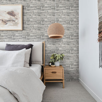3D Grey Stone Wall Panels Peel and Stick
