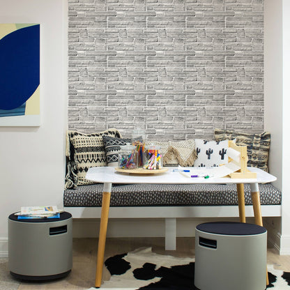 3D Grey Stone Wall Panels Peel and Stick