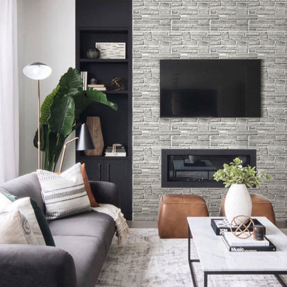 3D Grey Stone Wall Panels Peel and Stick