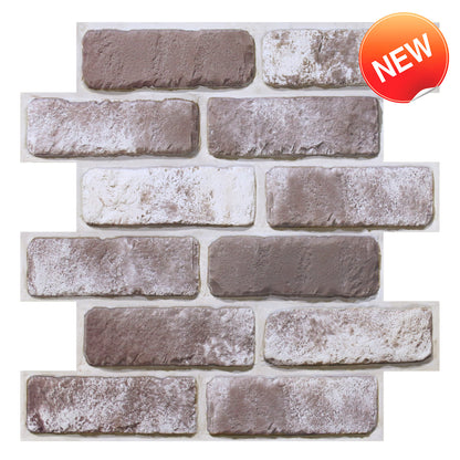 3D Mocha Whitewash Brick Wall Panels Peel and Stick