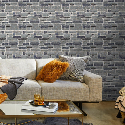 3D Smoke Rustic Stone Wall Panels Peel and Stick