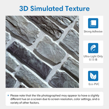 3D Smoke Rustic Stone Wall Panels Peel and Stick