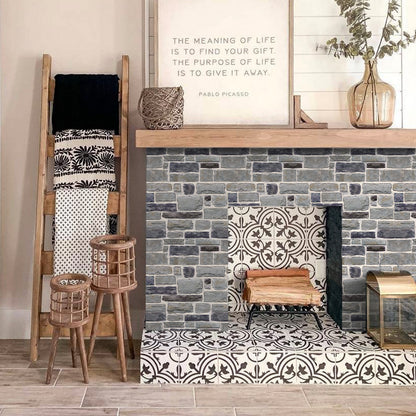 3D Smoke Rustic Stone Wall Panels Peel and Stick