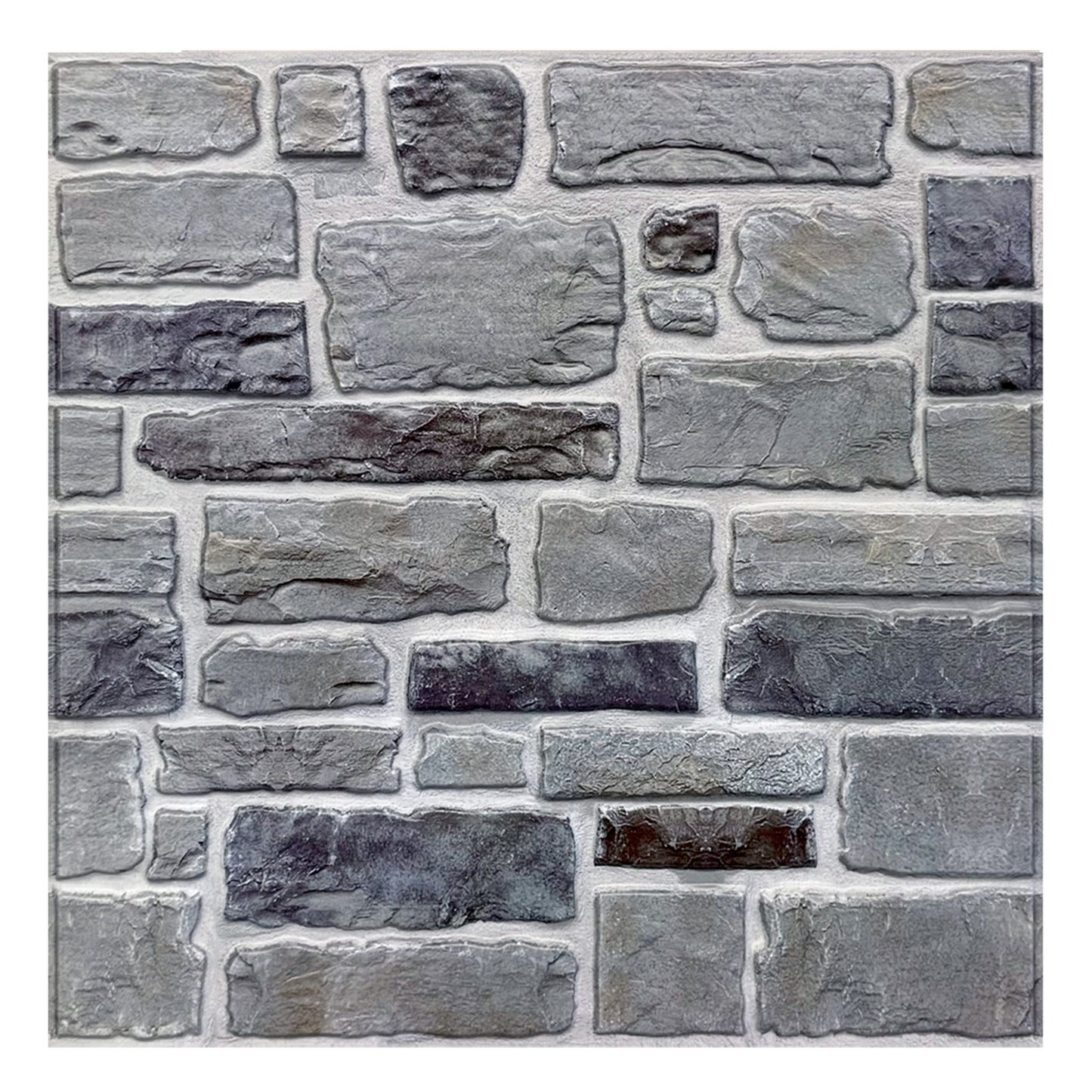 3D Smoke Rustic Stone Wall Panels Peel and Stick