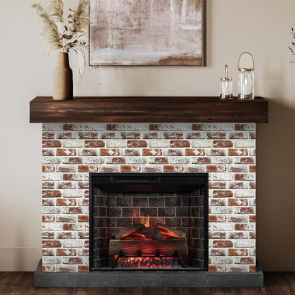 3D Vintage Red Whitewash Brick Wall Panels Peel and Stick