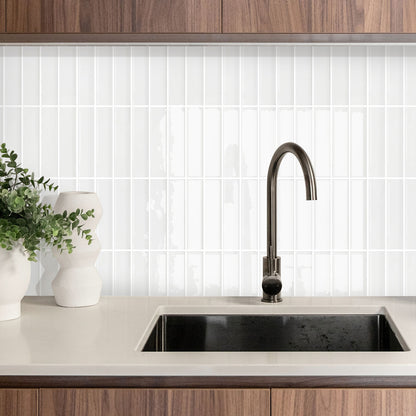 Linear Tile Peel and Stick Backsplash - White