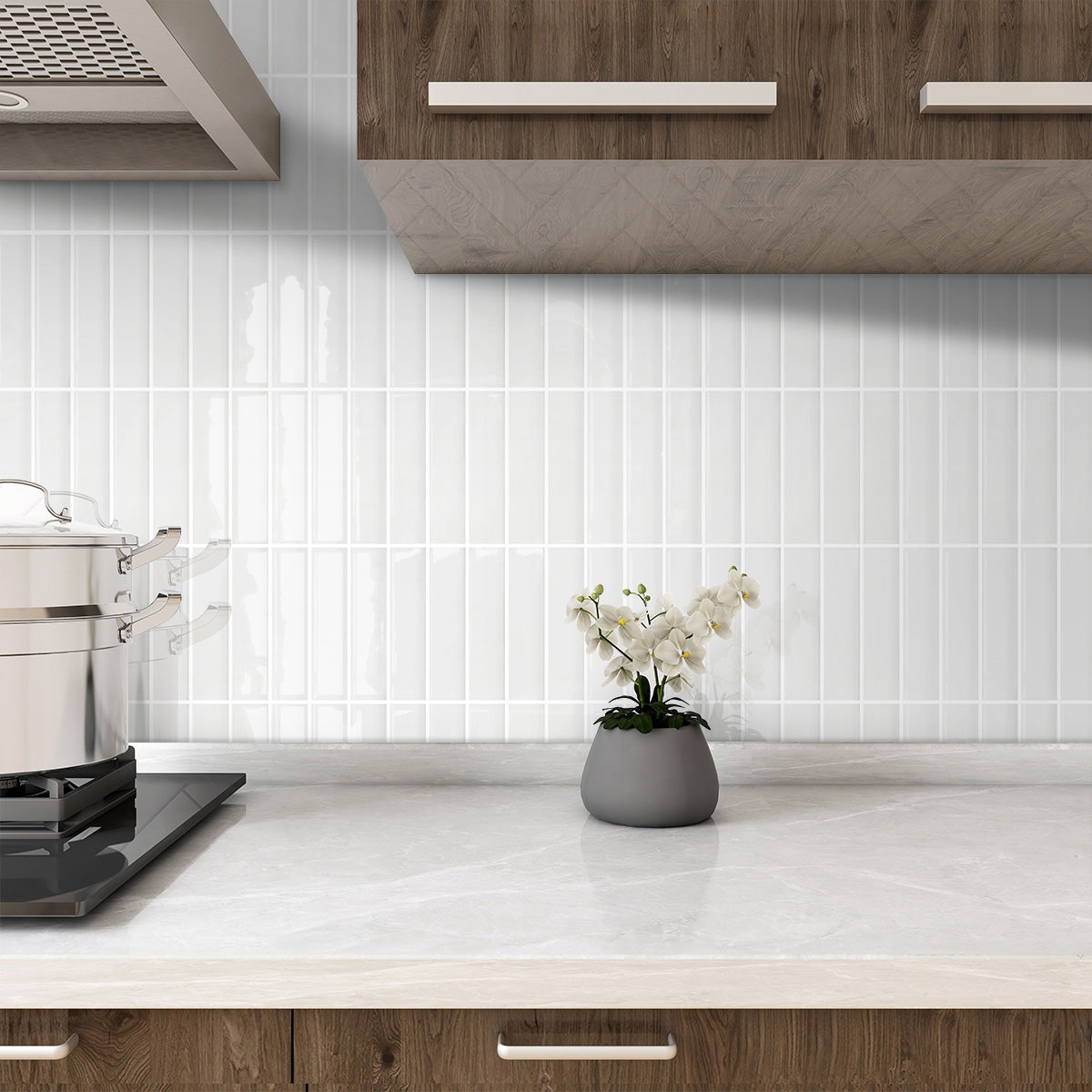 Linear Tile Peel and Stick Backsplash - White