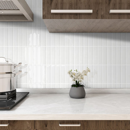 Linear Tile Peel and Stick Backsplash - White