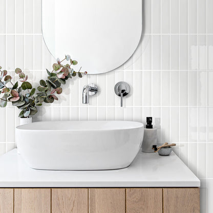 Linear Tile Peel and Stick Backsplash - White